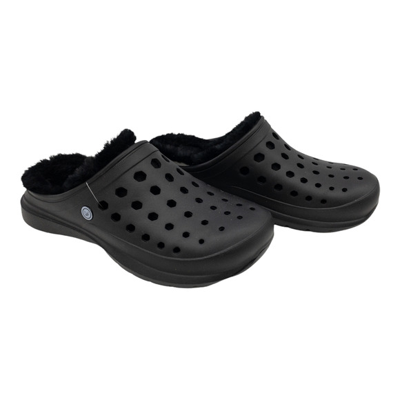 Joybees Black Washable Removable Fur Lined Slip On Garden Clogs Slippers 9 - Picture 4 of 12